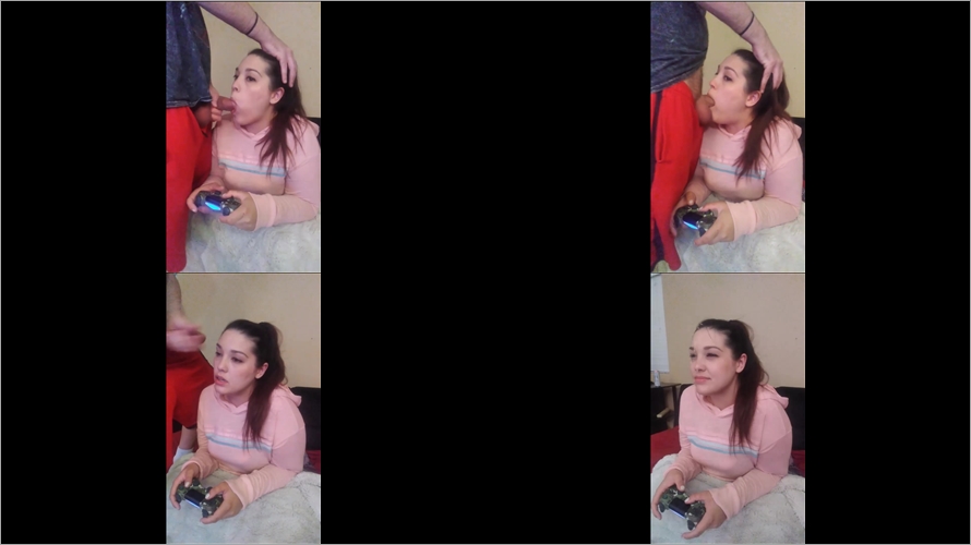 Shy Lynn - playing COD while sucking cock - facial