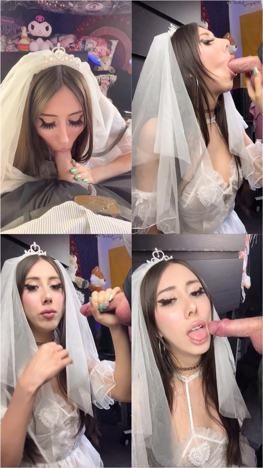 w0llip - Trans girl sucks cock and gets a facial on her wedding night