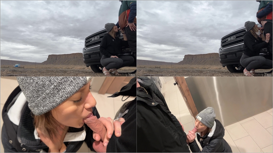 Mya Ryker - Side of the Road Blowjob and Risky Play in the Restroom