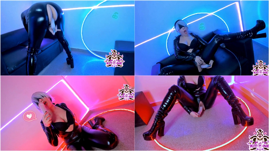 Black Kitsune - 2B Latex Catsuit and Boots:BJ, Sex Machine