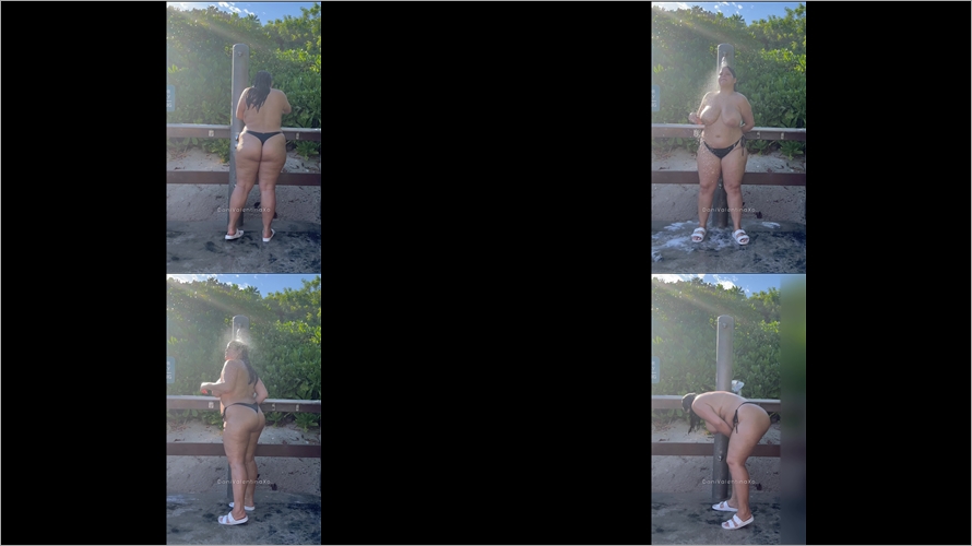 Dani Valentina - Topless Public Beach Shower - It's OK, You Can Watch Papi