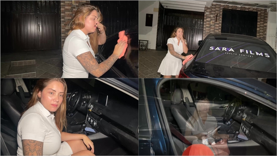 Wet Cars - Sara Blonde spitting dirty car
